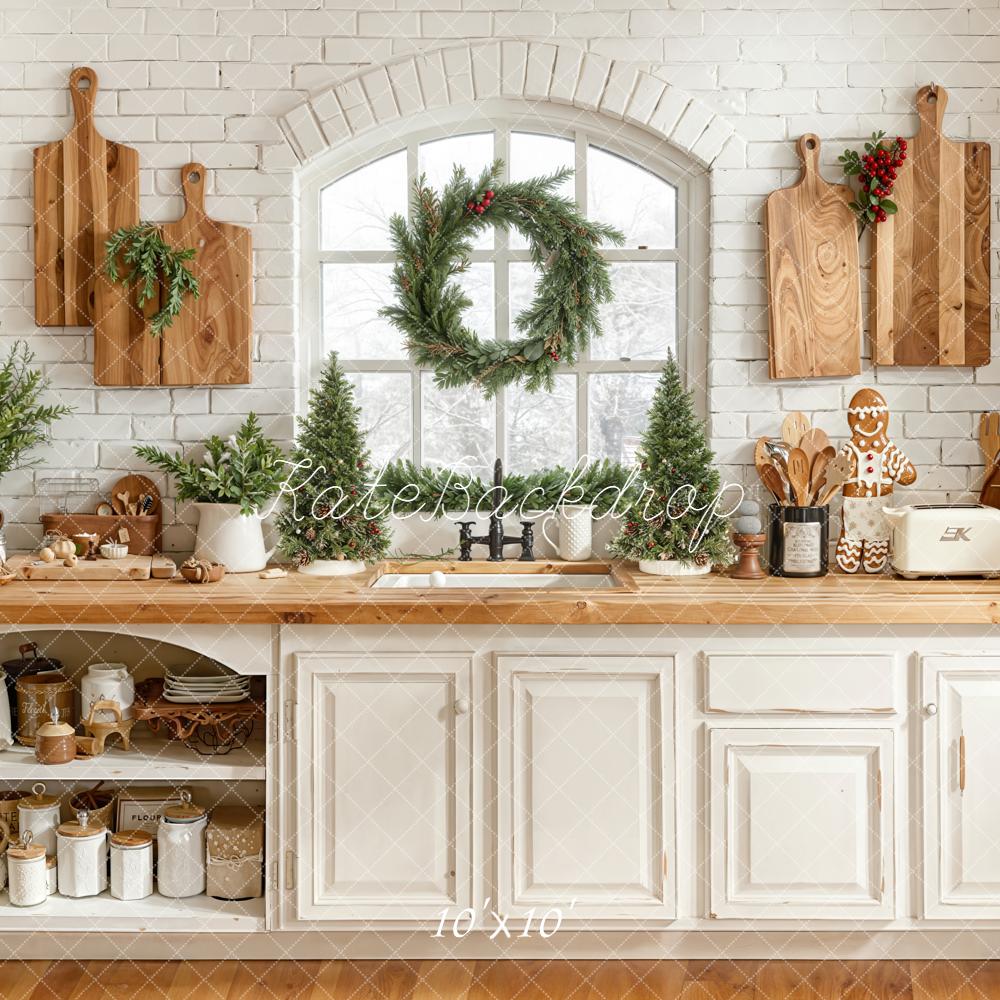 Kate Christmas Kitchen Wreath Cutting Boards Backdrop Designed by Emetselch