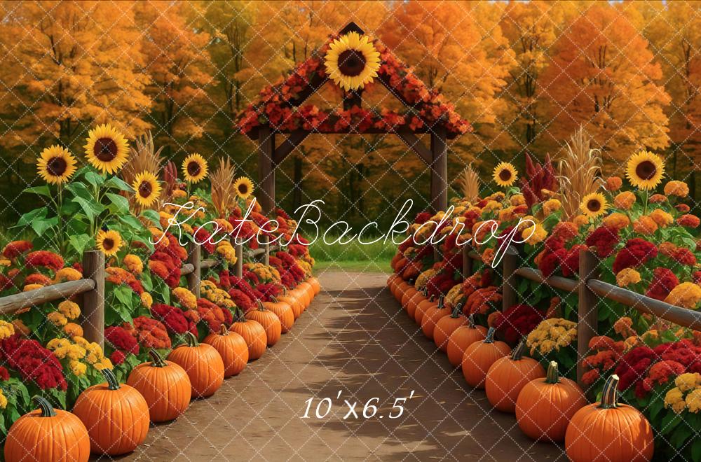Kate Fall Sunflower Pumpkin Backdrop Designed by Mini MakeBelieve