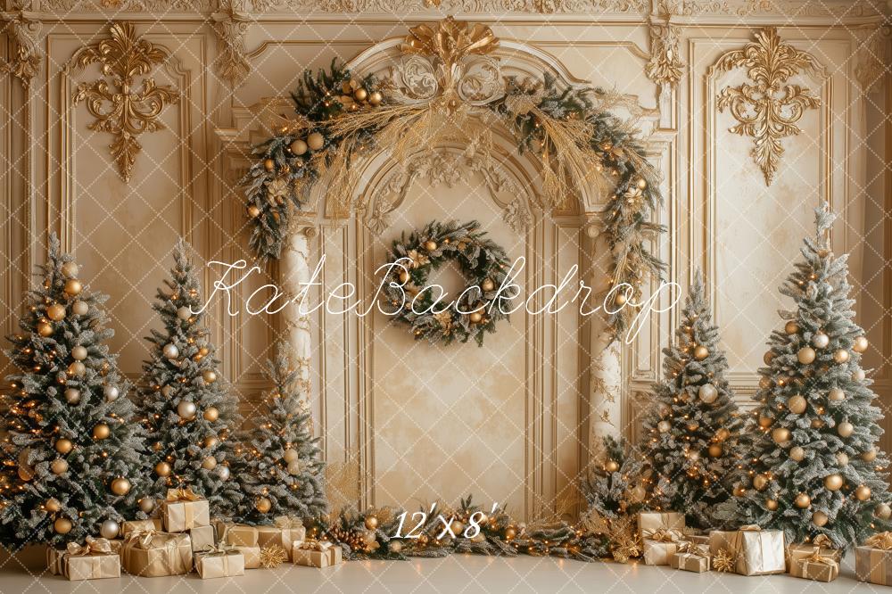 Kate Christmas Gold Archway Trees Backdrop Designed by Patty Roberts - Kate Backdrop AU