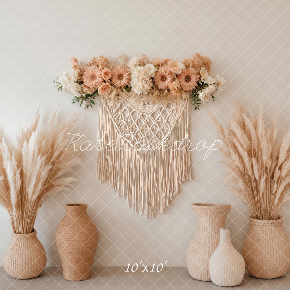 Kate Boho Macrame Pampas Grass Backdrop Designed by Emetselch - Kate Backdrop AU