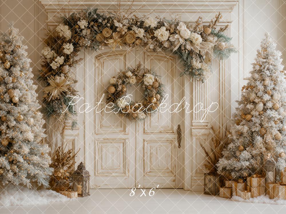 AUSALE Kate Retro Christmas Trees Floral Backdrop Designed by Ashley Paul