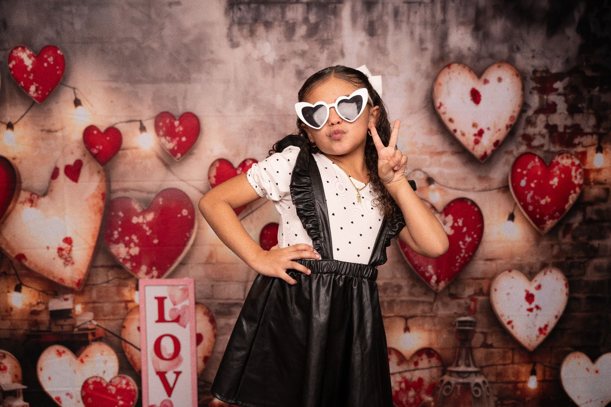 Kate Valentine's Day Industrial Sense Retro Lamp Wall Love Backdrop Designed by Emetselch - Kate Backdrop AU