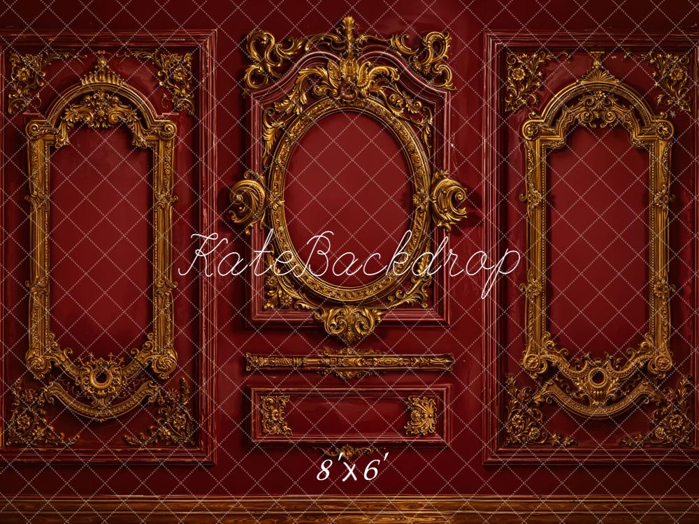 Lightning Deals-C1 Kate Vintage Ornate Gold Red Wall Backdrop Designed by Emetselch