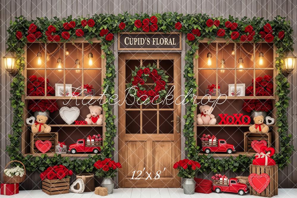 Kate Valentines Roses Teddy Bear Fleece Backdrop Designed by Patty Roberts