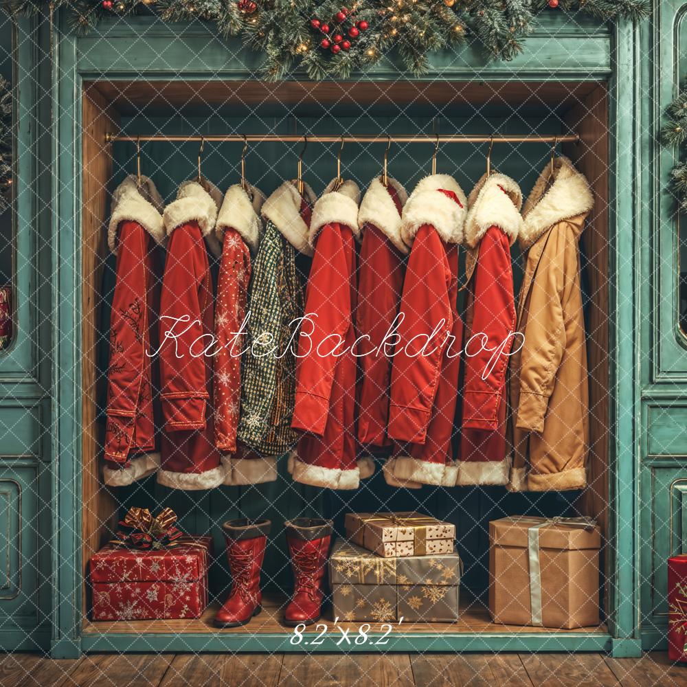 Kate Christmas Santa Coats Presents Backdrop Designed by Emetselch