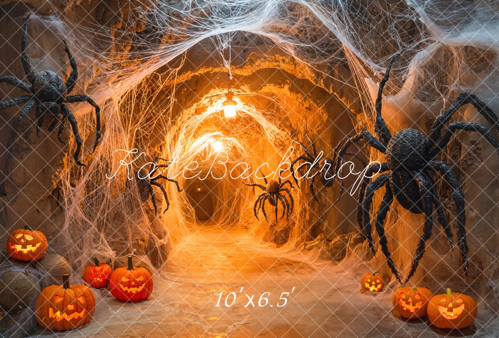 Kate Halloween Spiders Web Tunnel Fleece Backdrop Designed by Emetselch - Kate Backdrop AU