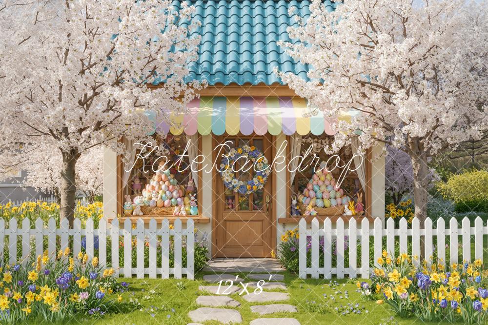 Kate Easter Bunny House Eggs Garden Backdrop Designed by Emetselch