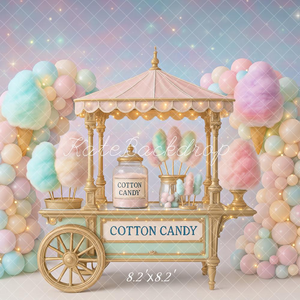 Kate Cotton Candy Cart Balloons Backdrop Designed by Ashley Paul - Kate Backdrop AU
