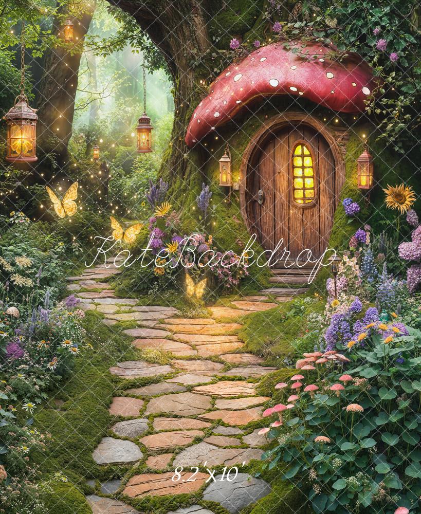 Kate Fairy Mushroom House Path Fleece Backdrop Designed by Chain