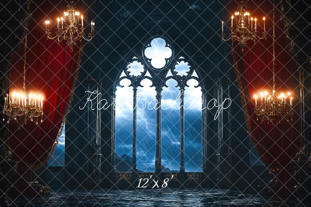 Kate Gothic Windows Chandeliers Curtains Backdrop Designed by Emetselch
