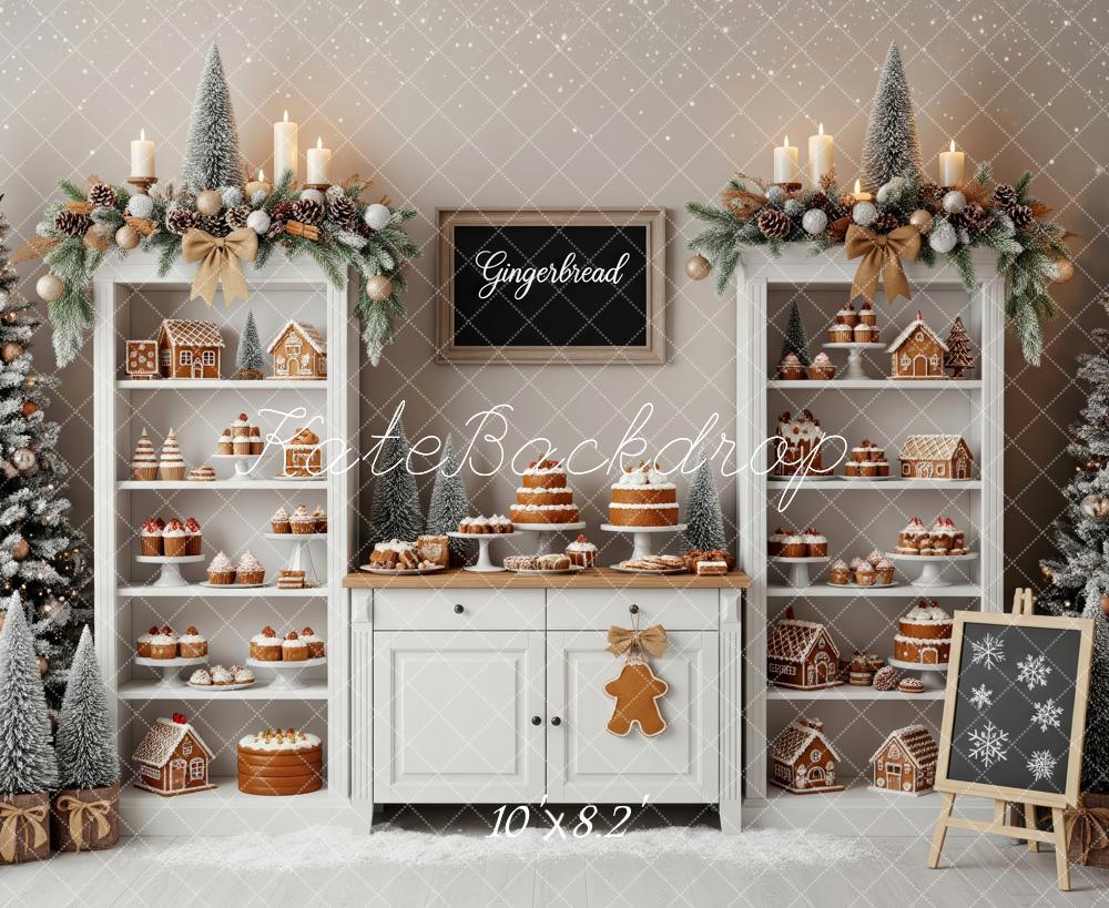 Kate Christmas Gingerbread Dessert White Shelves Backdrop Designed by Patty Roberts