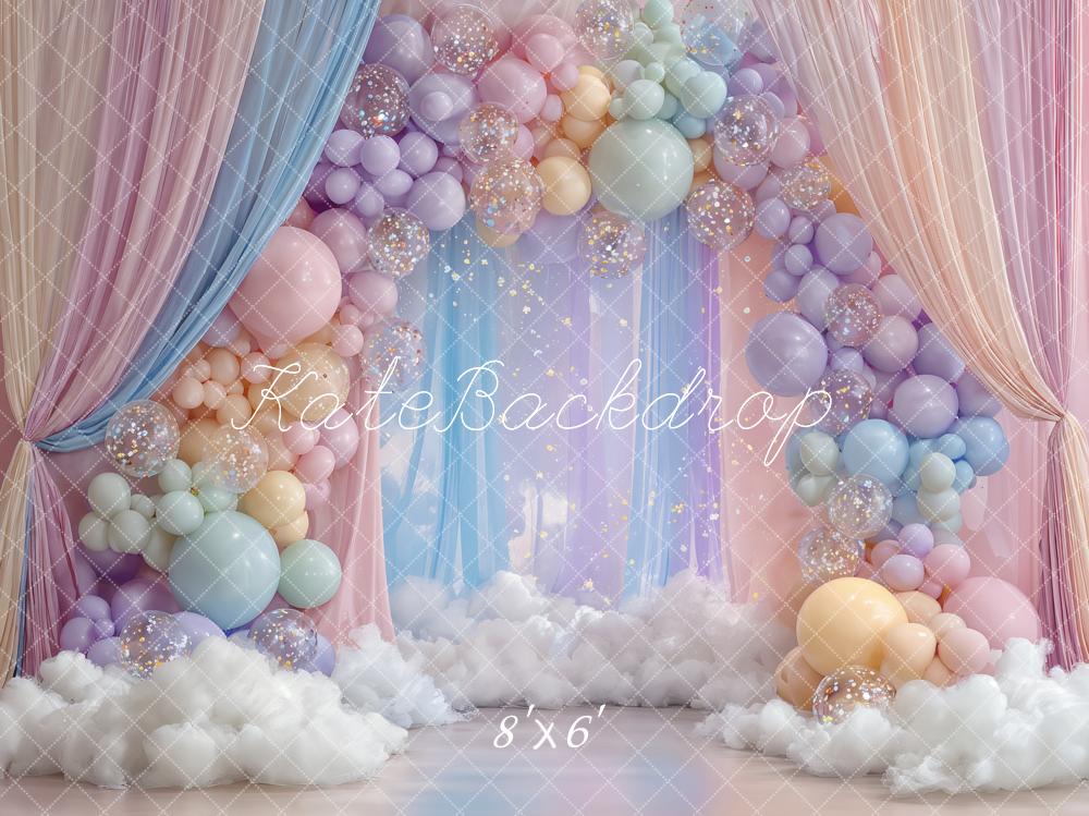 Kate Balloon Clouds Cake Smash Backdrop Designed by Ashley Paul