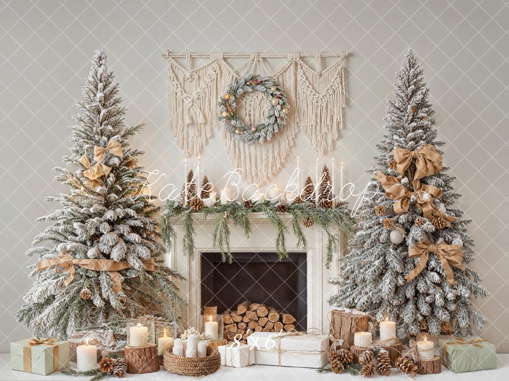 Kate Christmas Trees Fireplace Backdrop Designed by Emetselch - Kate Backdrop AU