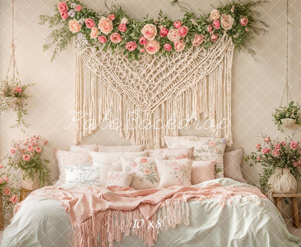 Kate Boho Macrame Flower Bed Fleece Backdrop Designed by Chain