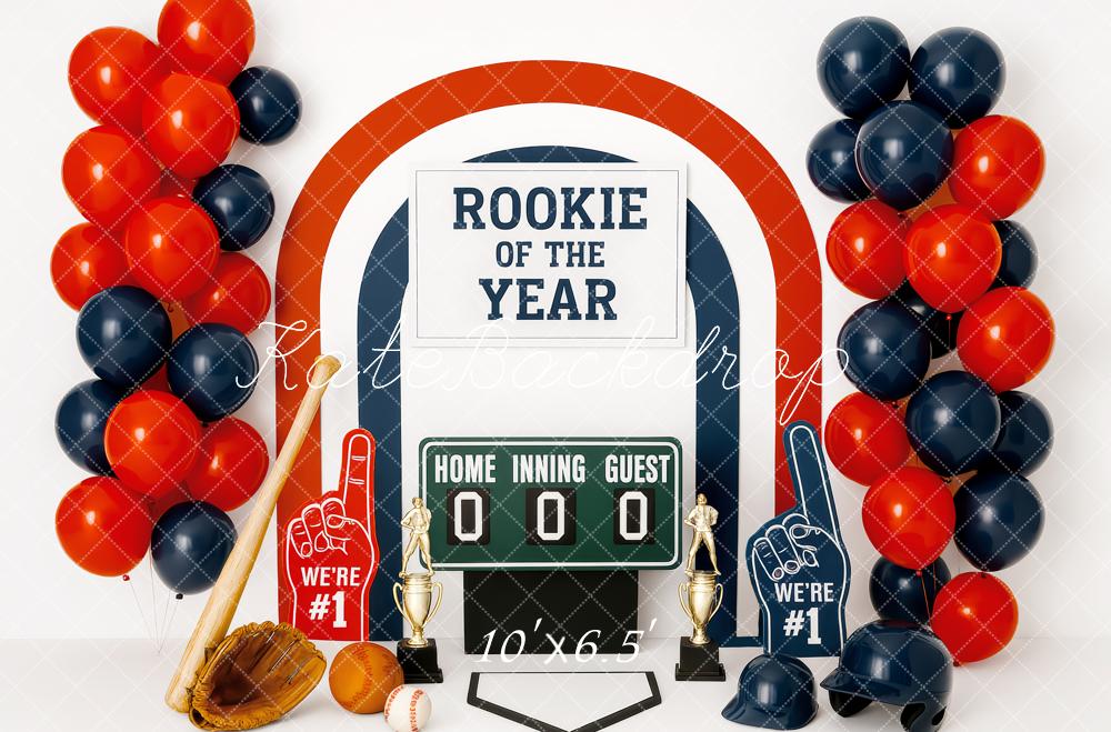 Kate Rookie Of The Year Baseball Balloons Backdrop Designed by Patty Roberts - Kate Backdrop AU