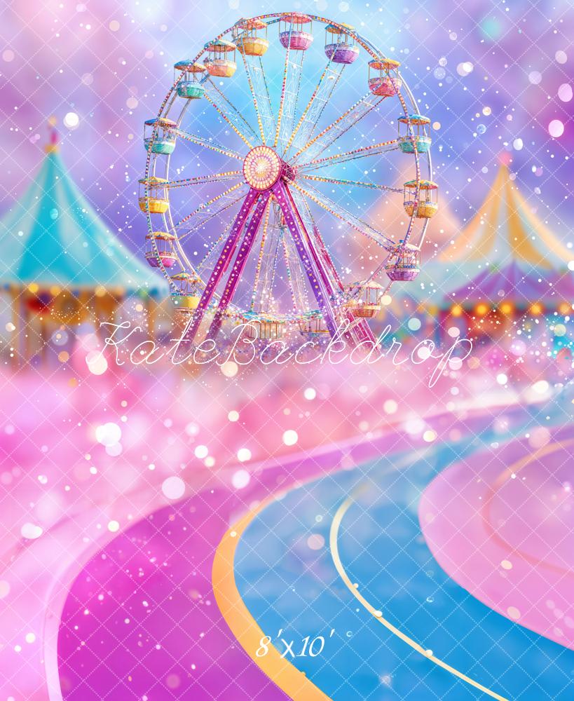 Kate Carnival Ferris Wheel Fleece Backdrop Designed by Emetselch - Kate Backdrop AU