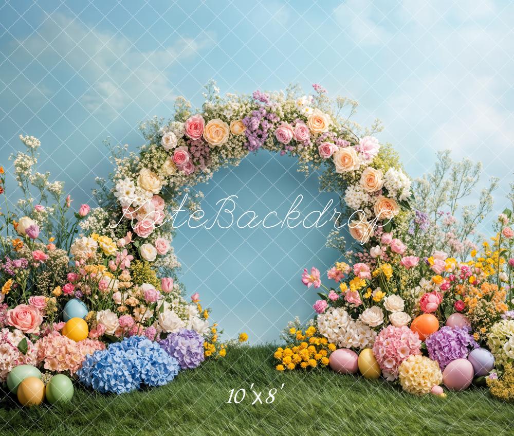 Kate Flower Arch Easter Eggs Flowers Fleece Backdrop Designed by Emetselch