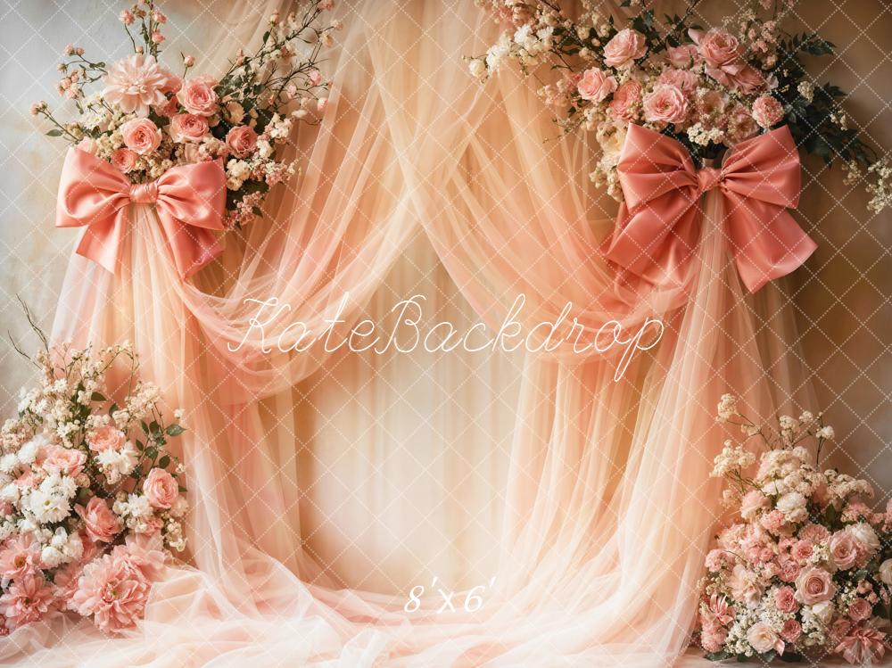 Kate Roses Bow Drapes Fleece Backdrop Designed by Emetselch