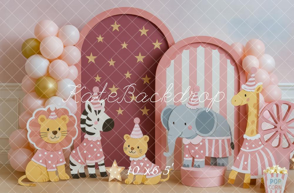 Kate Circus Animals Striped Balloon Backdrop Designed by Mini MakeBelieve