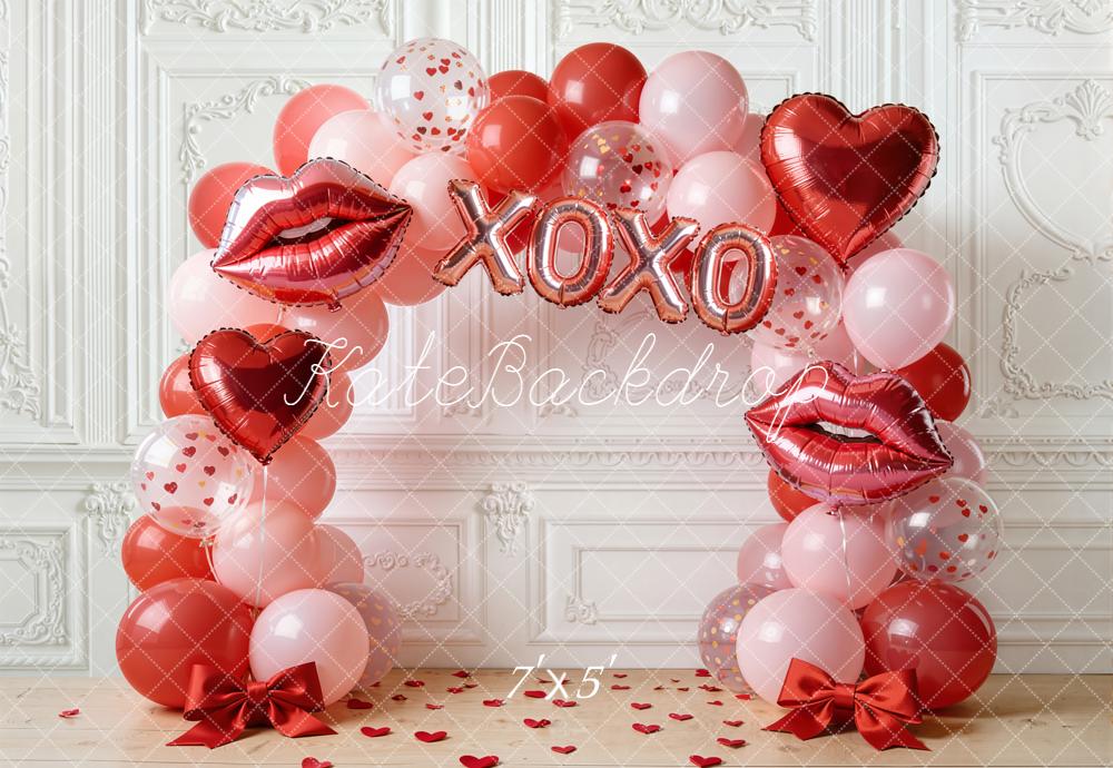 Kate Valentines Balloon Arch Lips Hearts Backdrop Designed by Emetselch