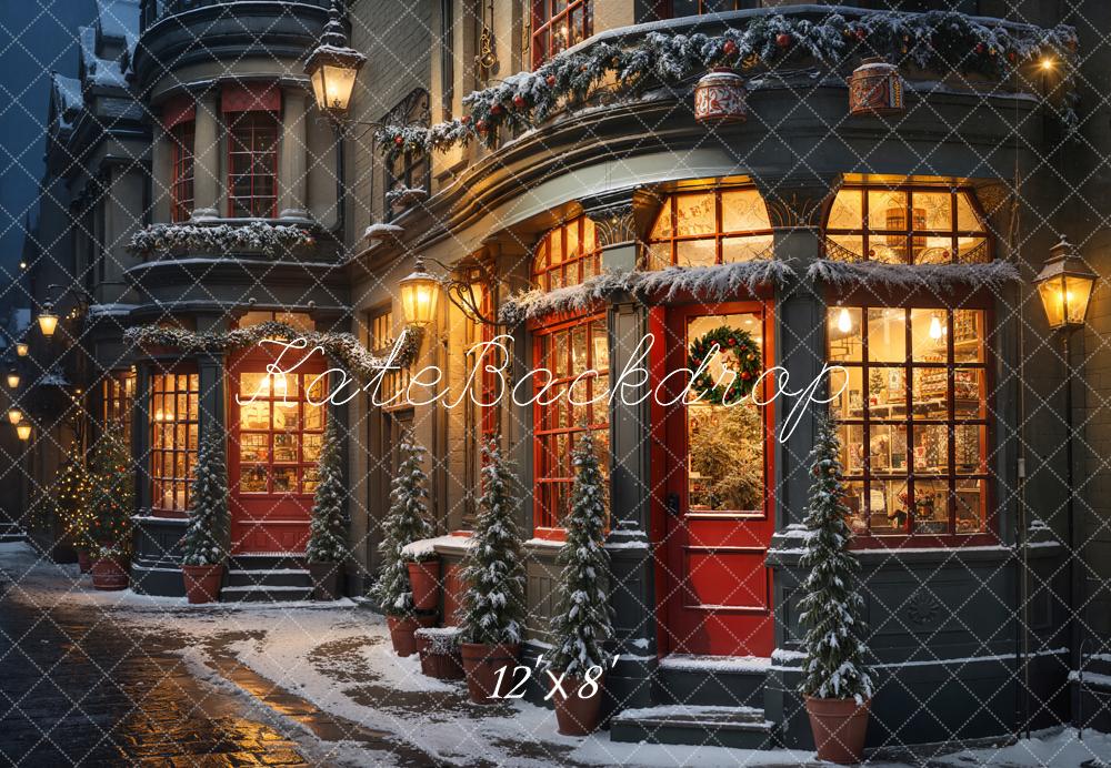 Kate Christmas Snow Street Fleece Backdrop Designed by Emetselch - Kate Backdrop AU