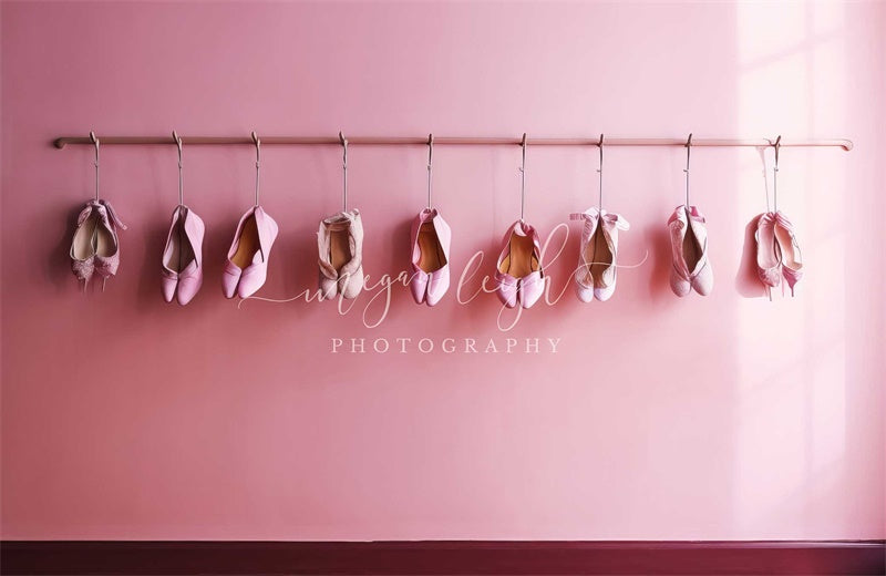 Kate Ballet Shoes Hanging Pink Wall Backdrop Designed by Megan Leigh