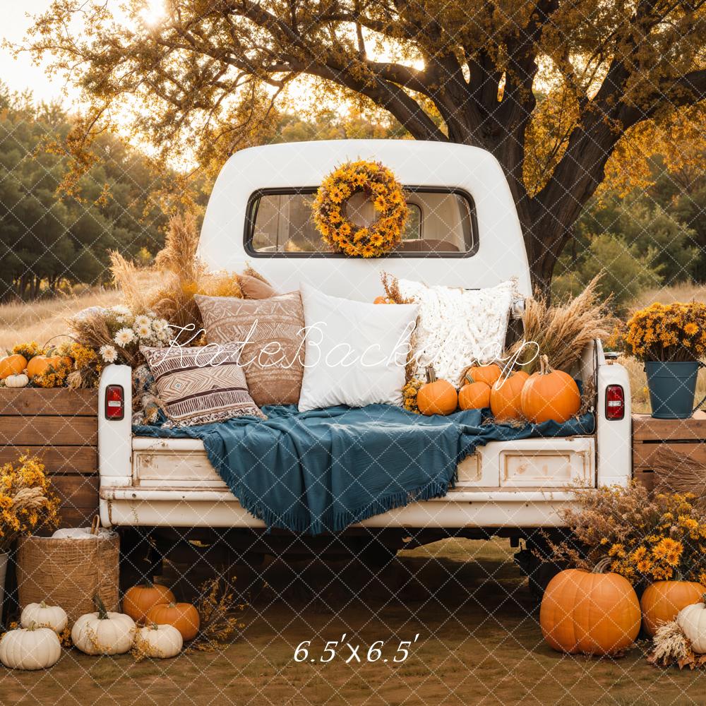 Kate Fall Truck Pumpkins Flowers Backdrop Designed by Chain