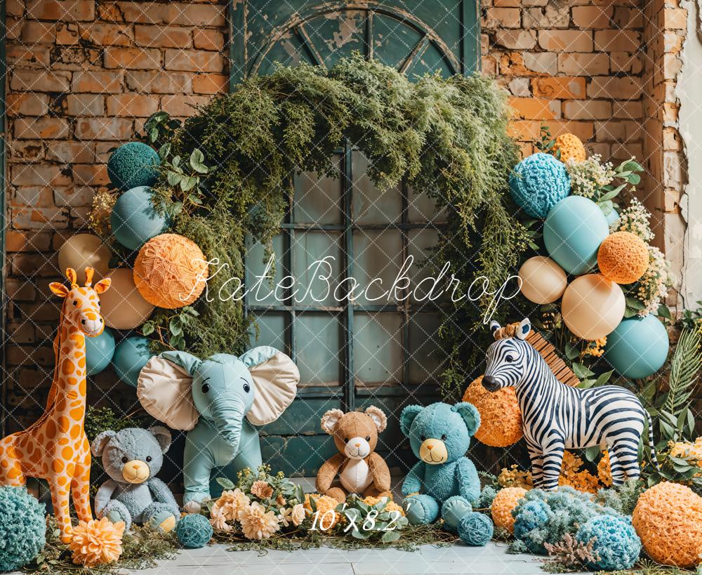 Kate Plush Animals Balloon Backdrop Cake Smash Designed by Emetselch - Kate Backdrop AU