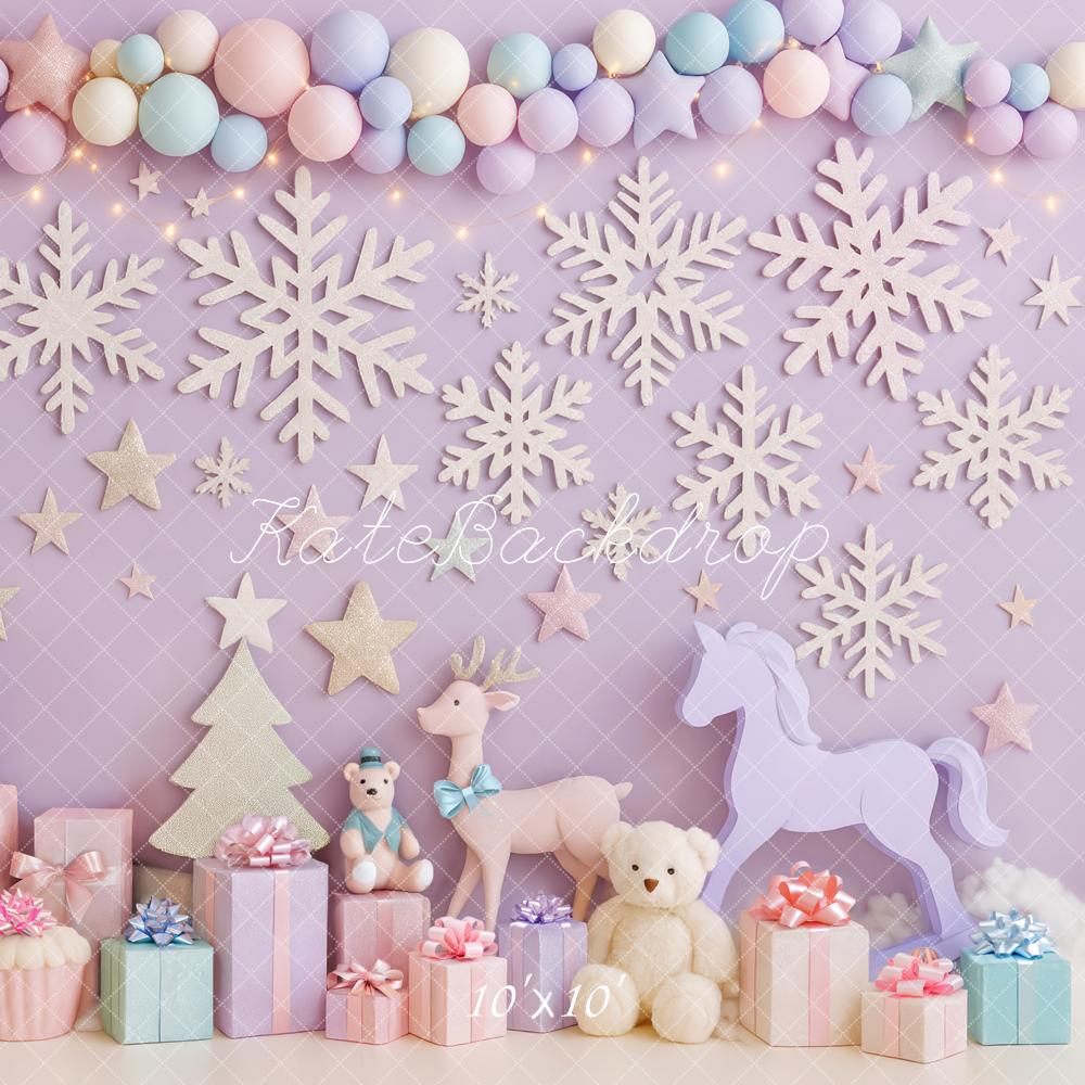 Kate Christmas Snowflakes Toys Gifts Backdrop Designed by Patty Roberts