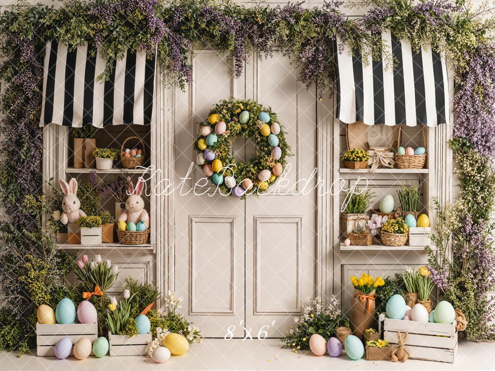 Kate Easter Bunny Eggs Door Fleece Backdrop Designed by Emetselch