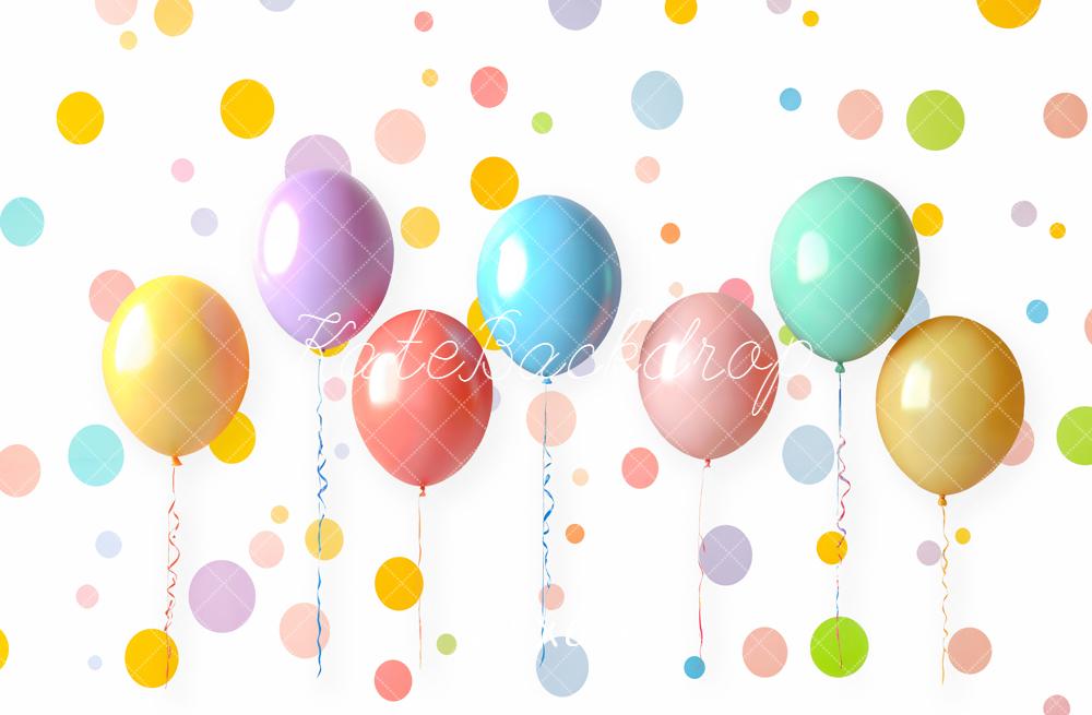 Kate Colourful Balloons Confetti Dots Backdrop Designed by Emetselch