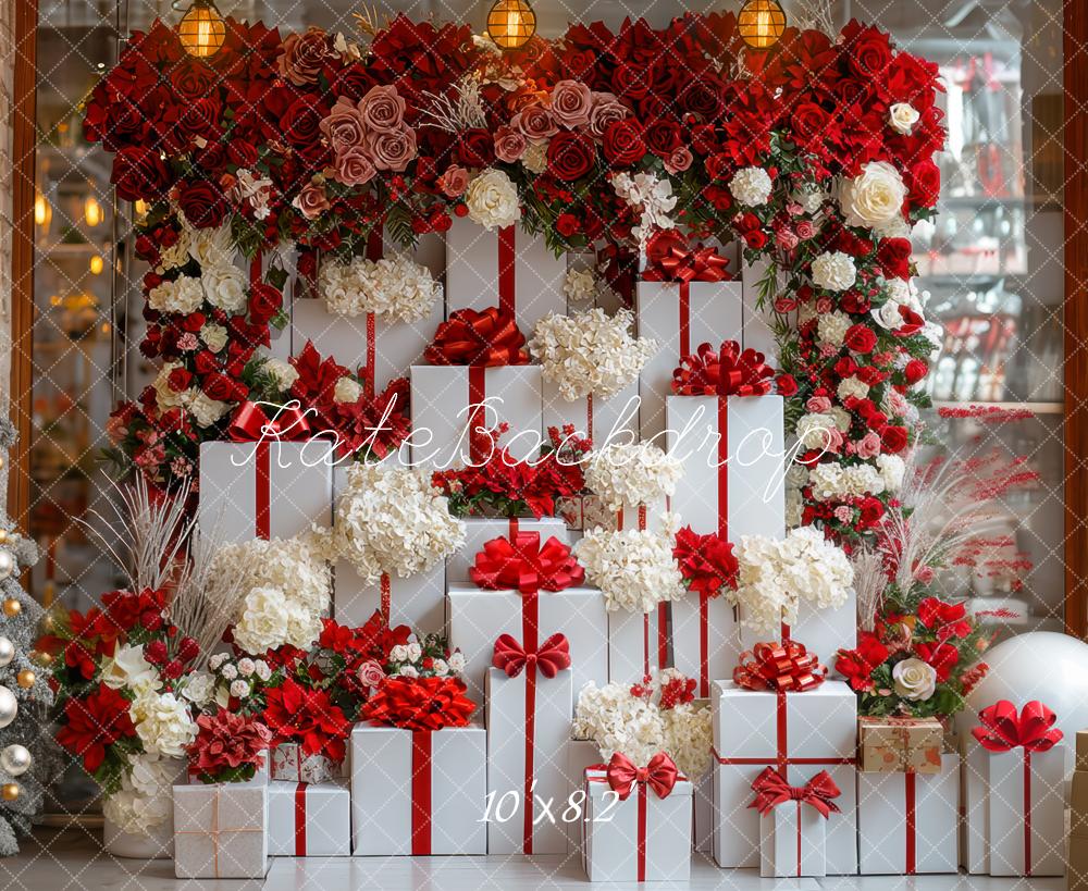 Kate Christmas Presents Red Backdrop Designed by Mini MakeBelieve - Kate Backdrop AU