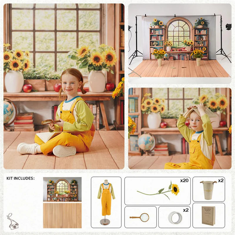 Kate Back to School Classroom Arch Window Sunflower Photo Kit