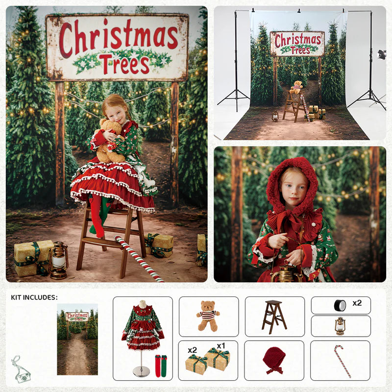 Kate Winter Wild Christmas Tree Gifts Farm Photo Kit - Kate Backdrop AU