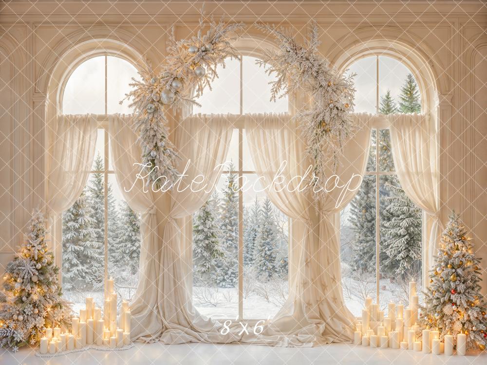 Kate Winter Window Snowy Candles Backdrop Designed by Emetselch - Kate Backdrop AU