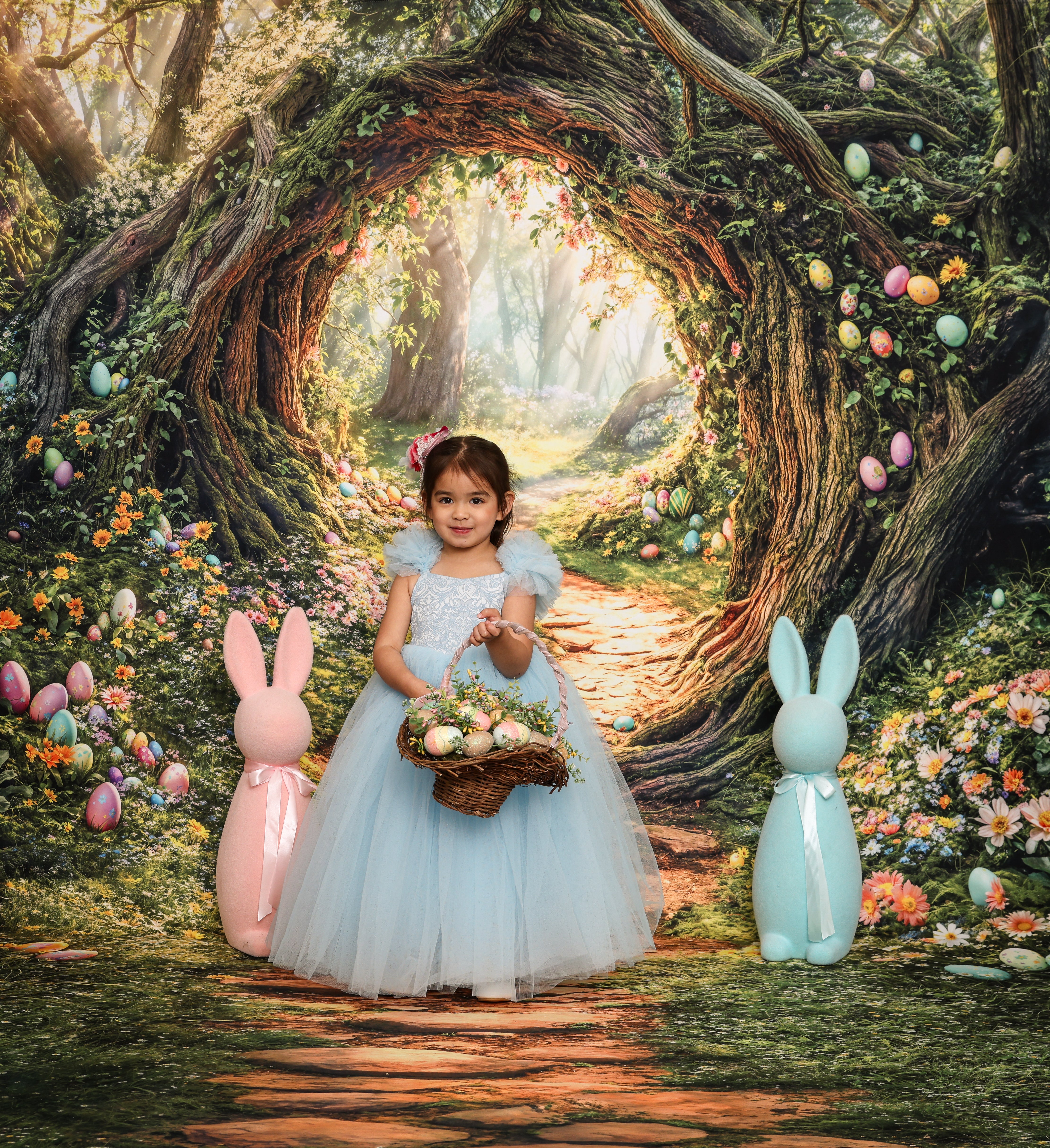 Kate Easter Forest Tree Arch Path Fleece Backdrop Designed by Emetselch - Kate Backdrop AU