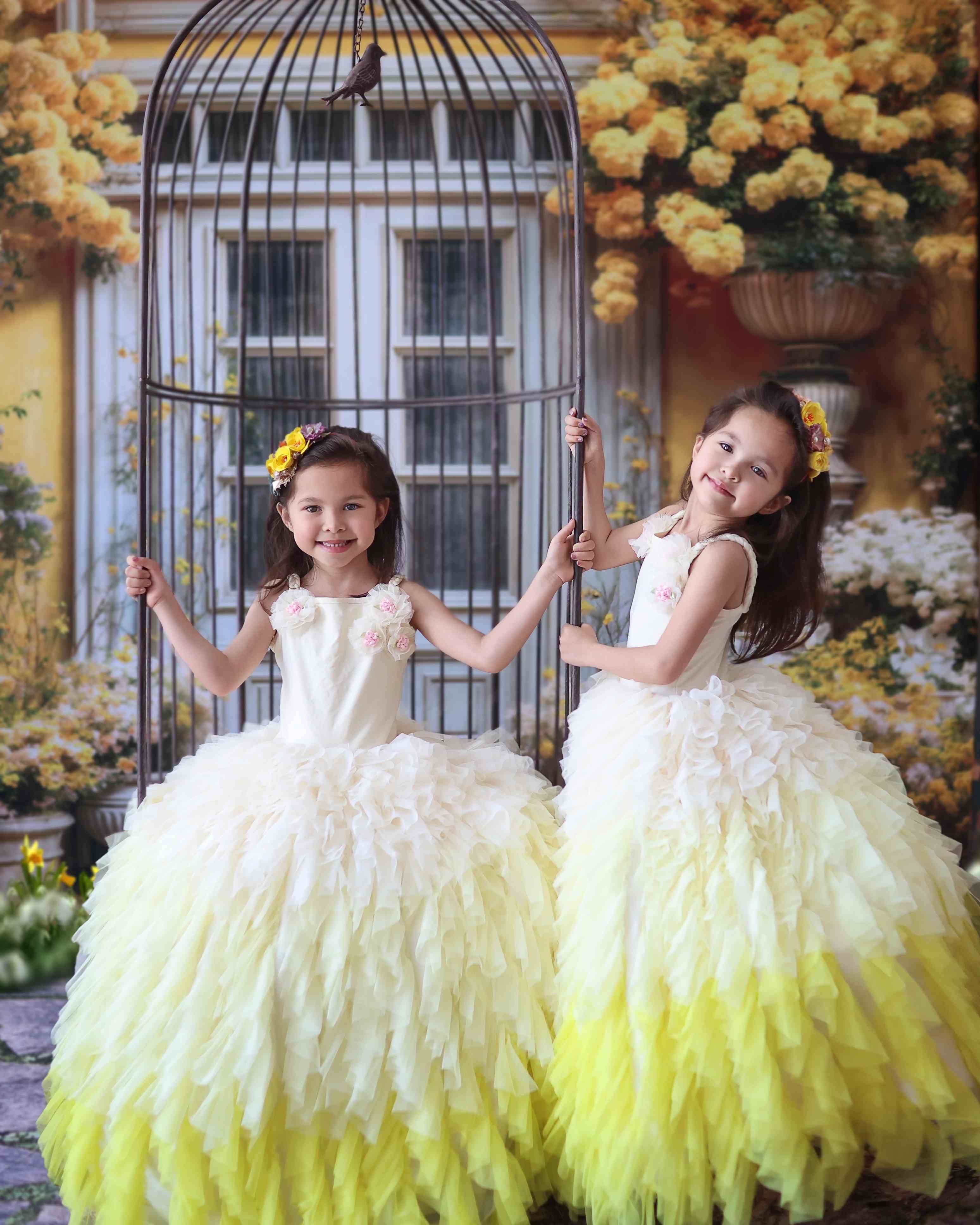 Kate Yellow Flowers Spring Wooden Door Backdrop Designed by Emetselch - Kate Backdrop AU