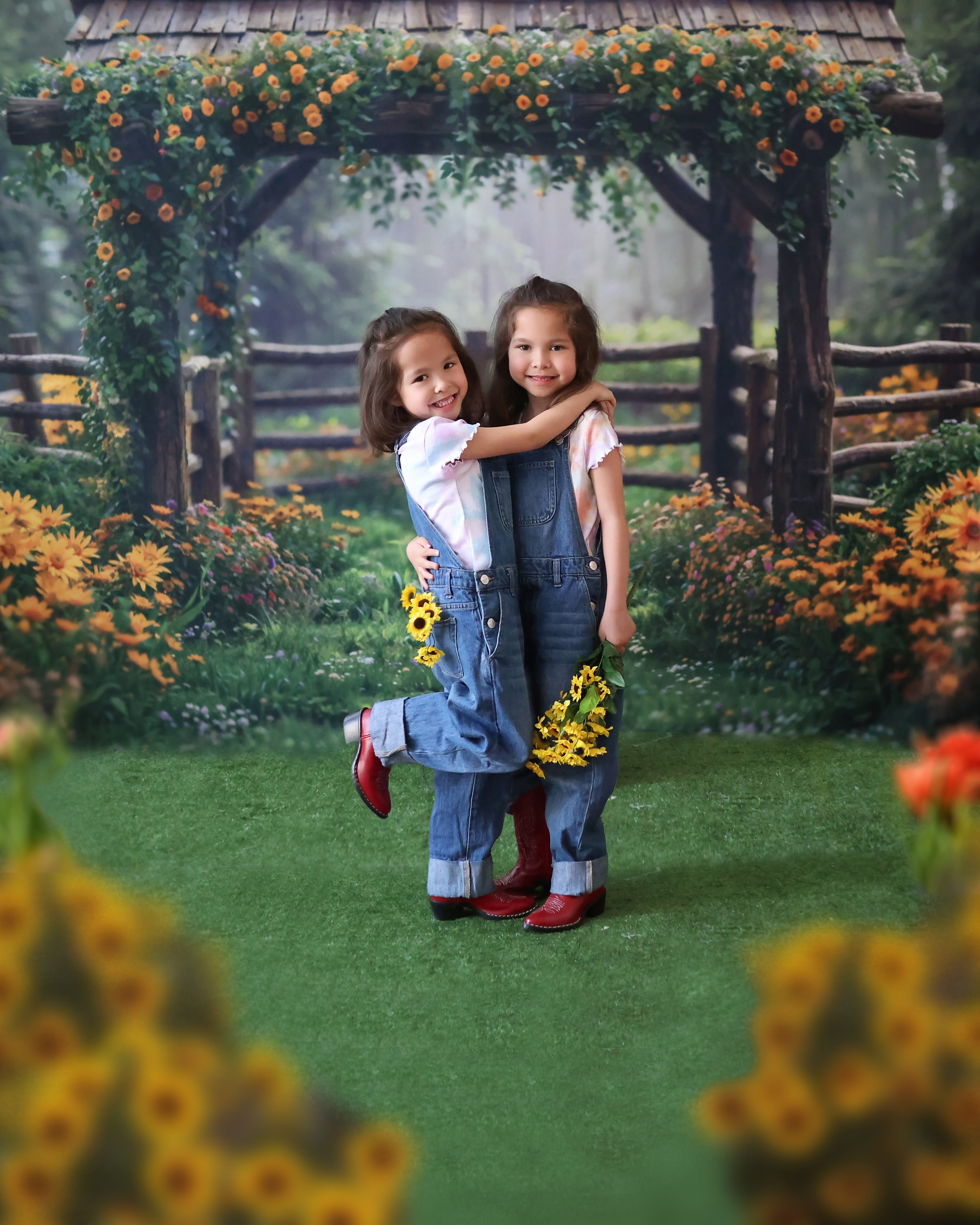 Kate Spring Flowers Wooden Fence Backdrop Designed by Chain Photography - Kate Backdrop AU