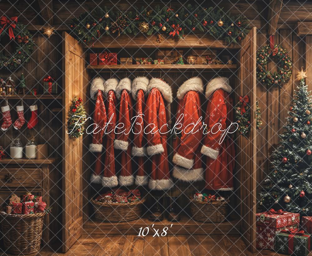 Kate Christmas Santa Closet Fleece Backdrop Designed by Emetselch - Kate Backdrop AU