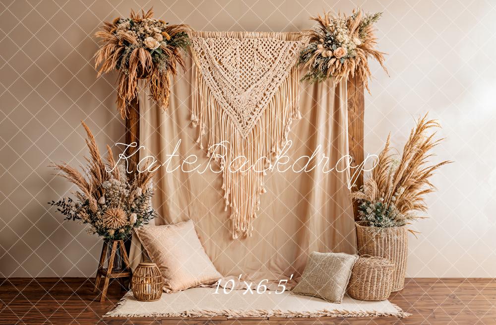 Kate Boho Macrame Pampas Grass Neutral Backdrop Designed by Emetselch