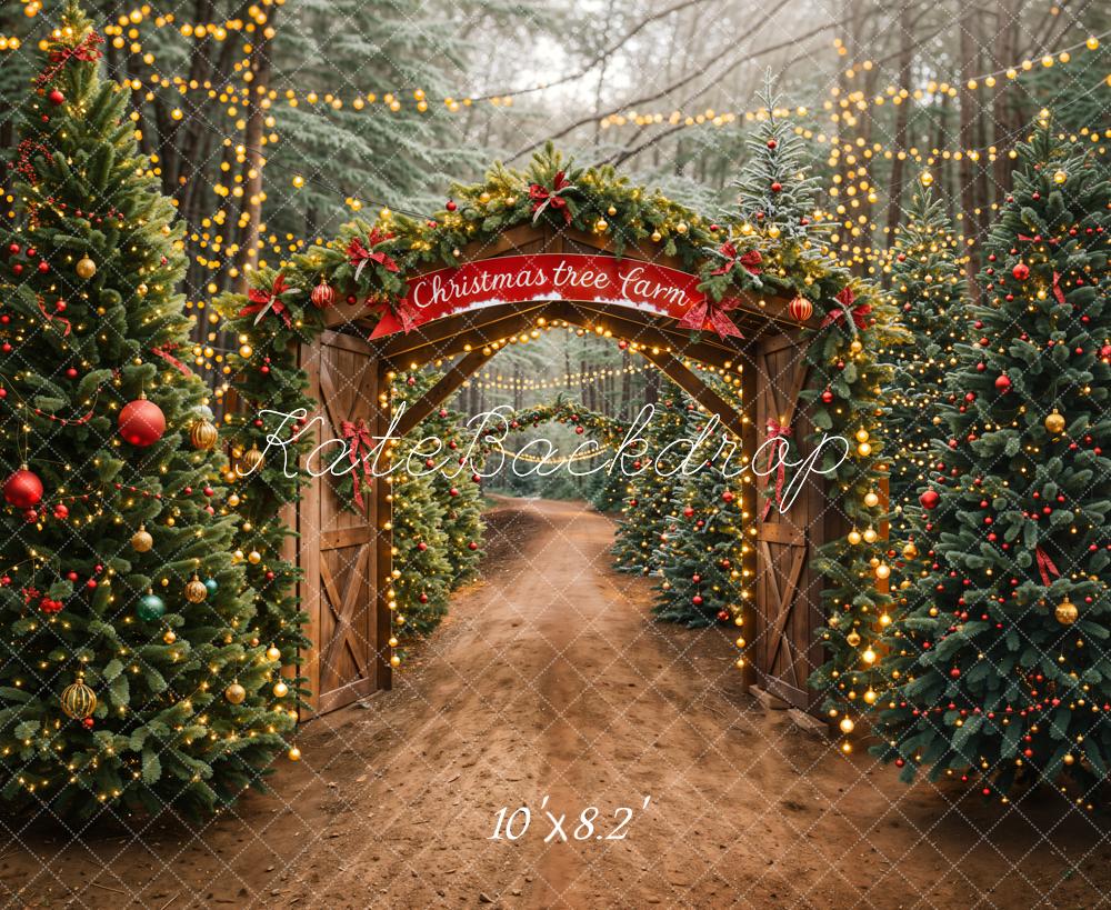 Kate Christmas Tree Farm Arch Backdrop Designed by Emetselch - Kate Backdrop AU