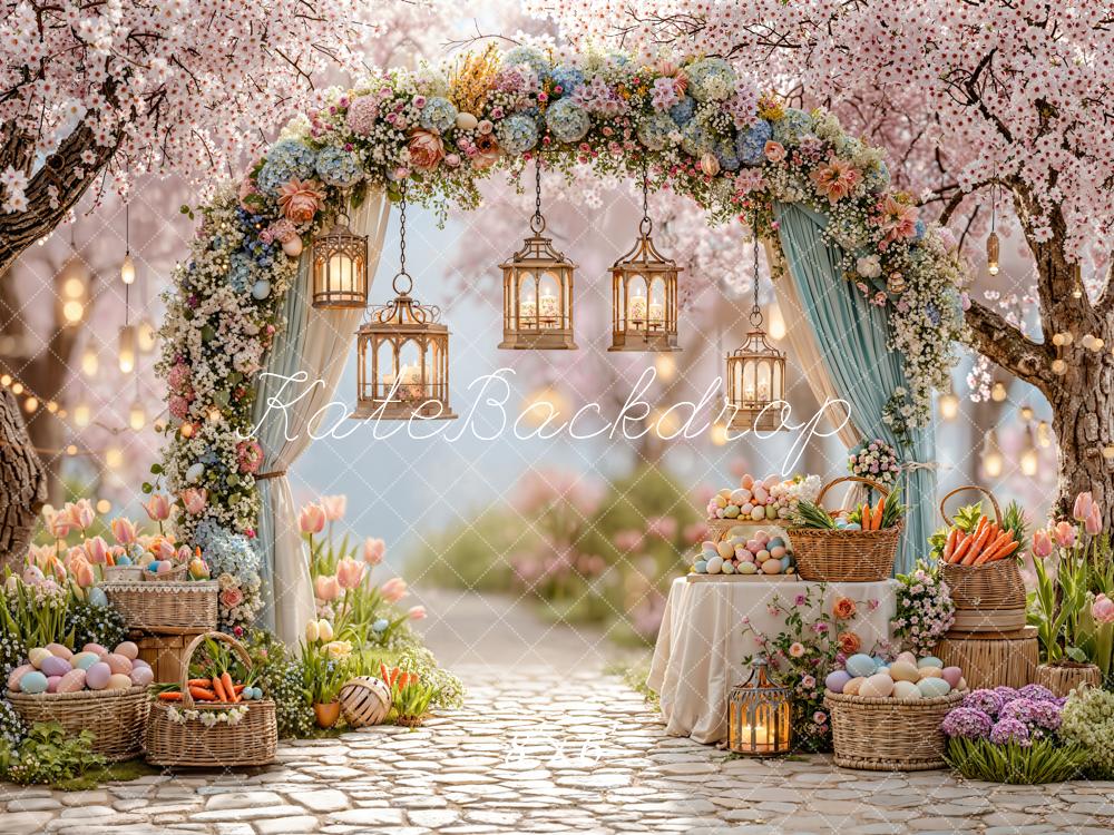 Kate Easter Bunny Flower Arch Lanterns Backdrop Designed by Emetselch