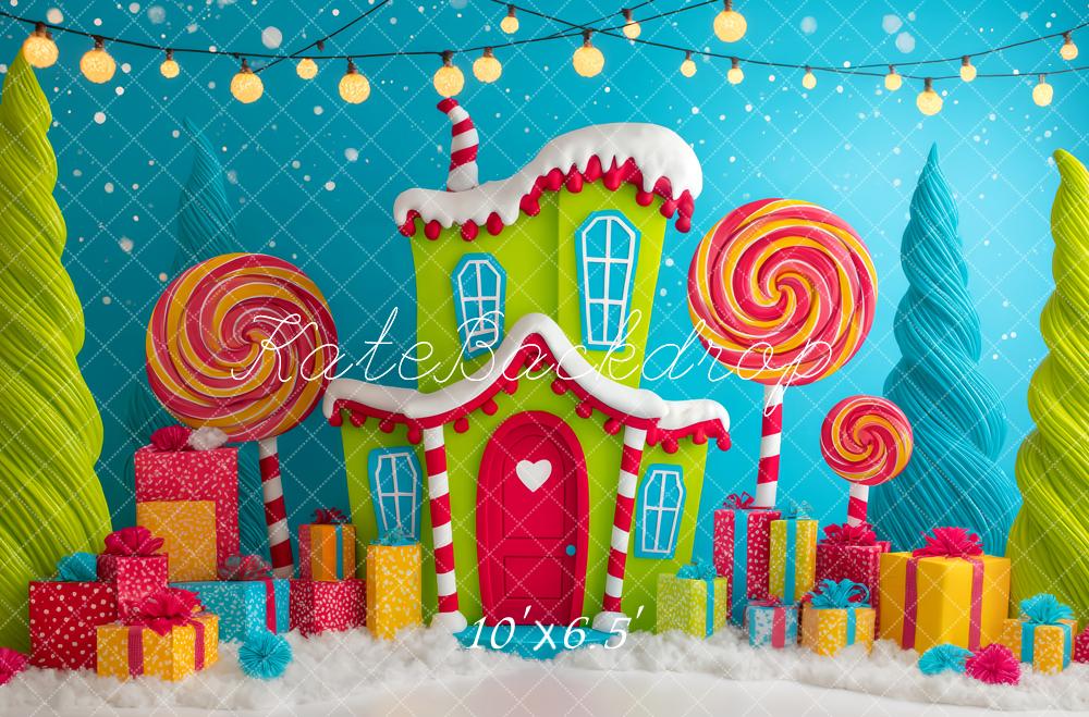 Kate Christmas Candy House Lollipops Backdrop Designed by Patty Roberts