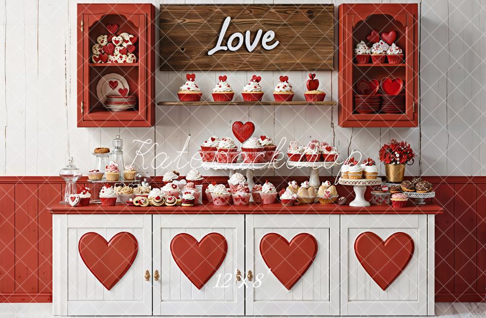 Kate Valentines Day Heart Kitchen Fleece Backdrop Designed by Emetselch - Kate Backdrop AU