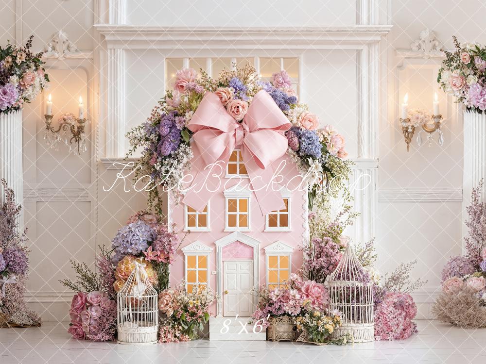 Kate Dollhouse Pink Bow Birdcage Spring Backdrop Designed by Emetselch
