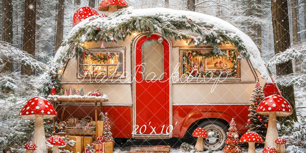 Kate Christmas Snow Mushrooms Backdrop Designed by Emetselch - Kate Backdrop AU
