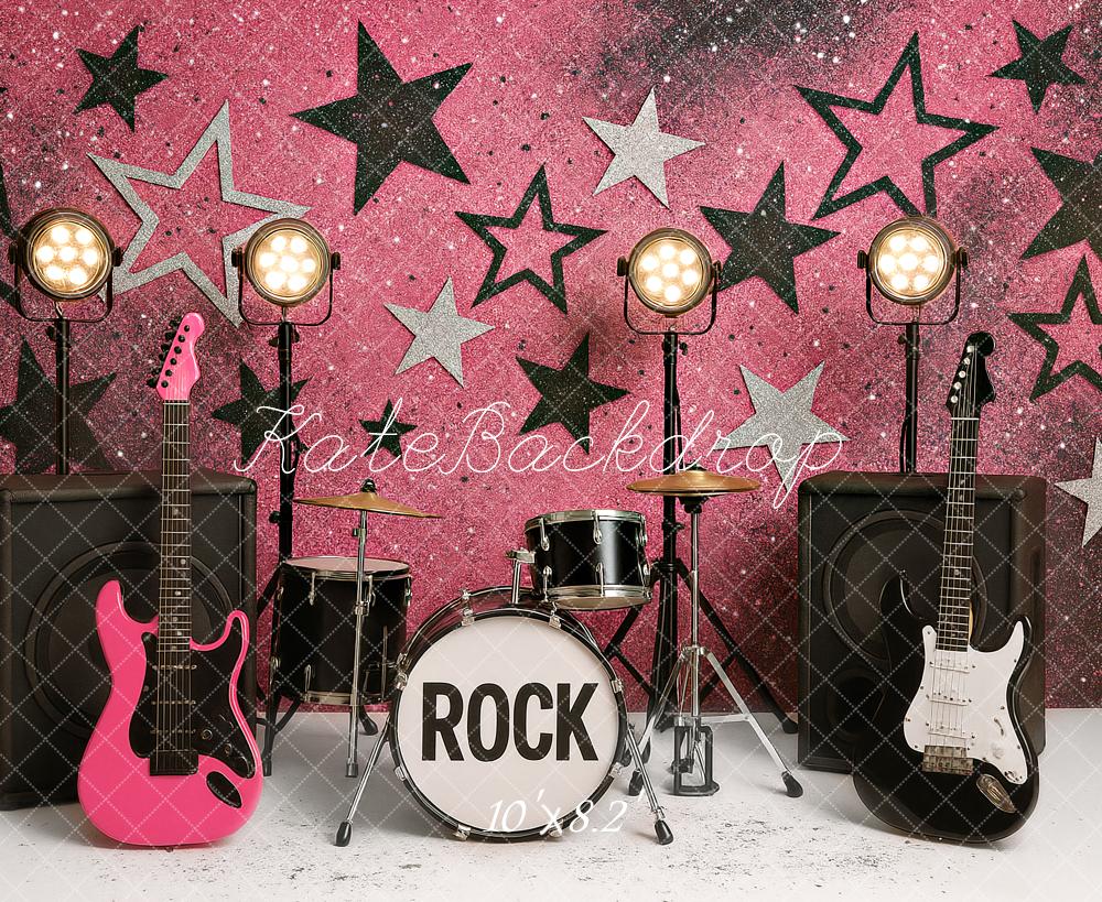 Kate Rock Band Instruments Pink Star Backdrop Designed by Ashley Paul