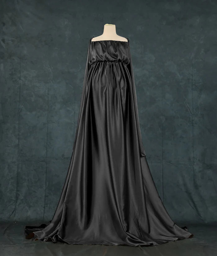 Kate Simulated Silk One Shoulder Trailing Maternity Photoshoot Dress - Kate Backdrop AU