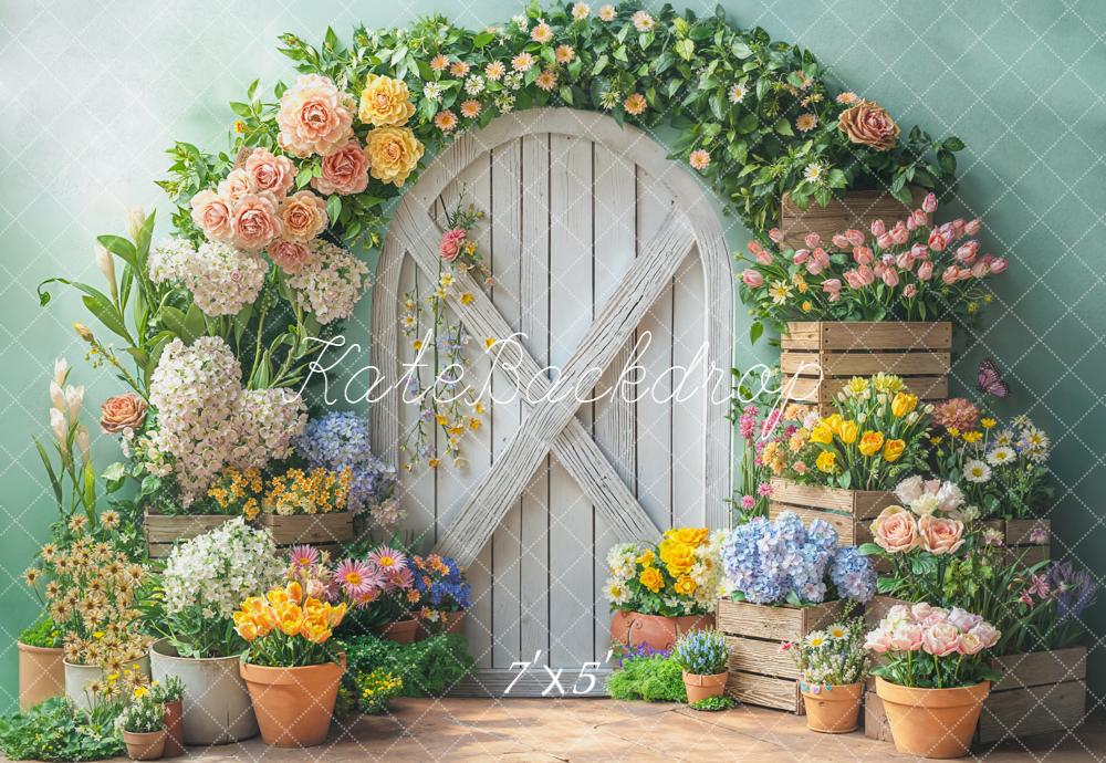 Kate Flower Arch Wooden Door Spring Backdrop Designed by Emetselch