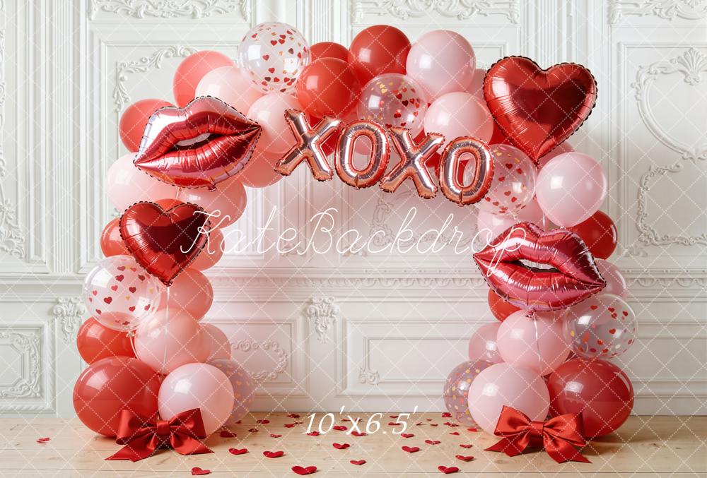 Kate Valentines Balloon Arch Lips Hearts Backdrop Designed by Emetselch